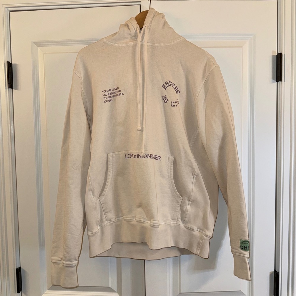 CHNGE Organic‎ Cotton Hoodie Women's Medium Beige Graphic Love is the Answer